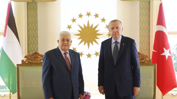 Cumhurbaşkanı Recep Tayyip Erdoğan, Filistin Devlet Başkanı Mahmud Abbas - Sputnik Türkiye