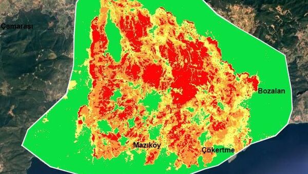 : Akdeniz Bölgesi'nde orman yangınlarının etkilediği alanlar, Gebze Teknik Üniversitesi (GTÜ) Harita Mühendisliği Bölümü İleri Uzaktan Algılama Teknoloji Laboratuvarı'nda optik ve termal uydu görüntüleri kullanılarak haritalandırıldı. ( GTÜ - Anadolu Ajansı ) - Sputnik Türkiye