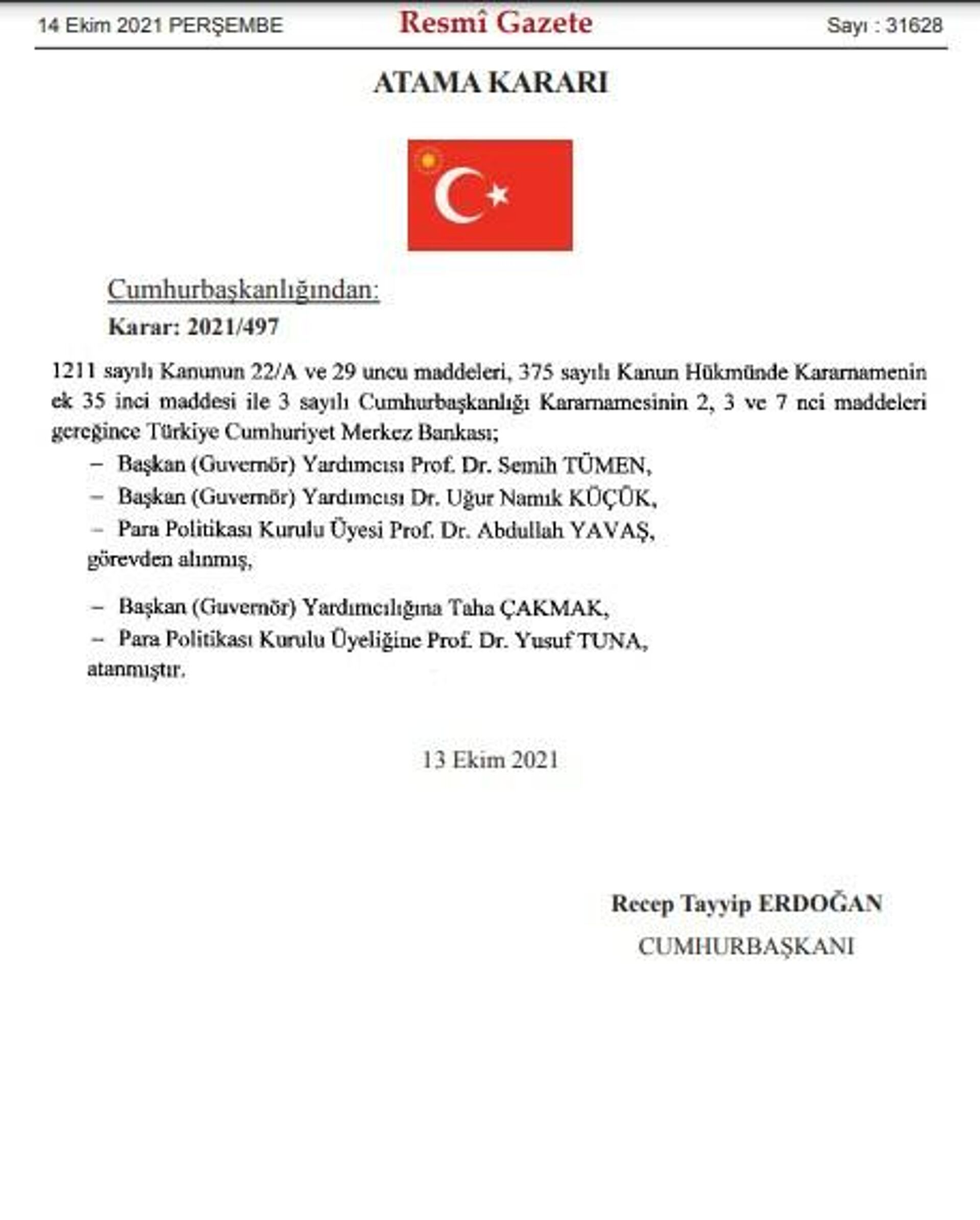 Merkez Bankası yönetiminde değişiklik - Sputnik Türkiye, 1920, 14.10.2021