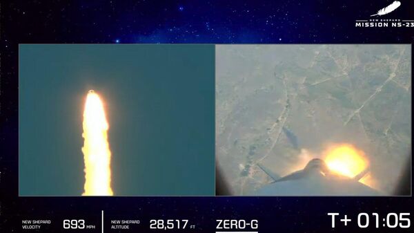 ABD'li iş insanı Jeff Bezos'un sahibi olduğu havacılık ve uzay şirketi Blue Origin'e ait insansız uzay aracı, fırlatıldıktan dakikalar sonra yaşanan arıza nedeniyle başarısız bir deneme gerçekleştirdi. - Sputnik Türkiye