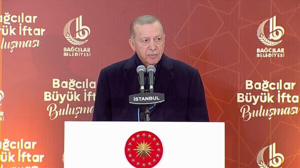 Cumhurbaşkanı Recep Tayyip Erdoğan, Bağcılar Büyük İftar Buluşması'nda konuştu.  - Sputnik Türkiye
