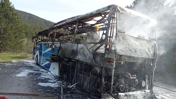 Yolcu otobüsü seyir halindeyken yandı - Sputnik Türkiye