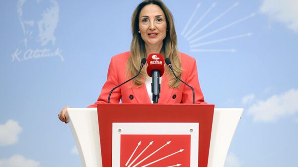 Cumhuriyet Halk Partisi Kadın Kolları Genel Başkanı Aylin Nazlıaka, CHP Genel Merkezi'nde basın toplantısı düzenledi. - Sputnik Türkiye