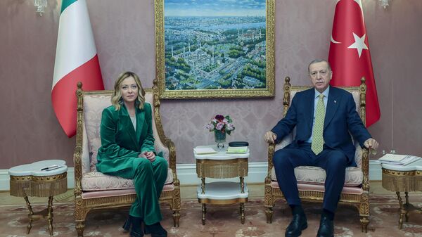 Cumhurbaşkanı Recep Tayyip Erdoğan, İtalya Başbakanı Giorgia Meloni  - Sputnik Türkiye