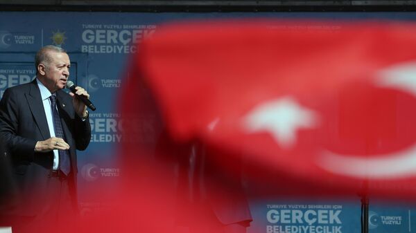 Cumhurbaşkanı ve AK Parti Genel Başkanı Recep Tayyip Erdoğan, Aydın'da Atatürk Kent Meydanı'nda düzenlenen mitinge katılarak konuşma yaptı.  - Sputnik Türkiye