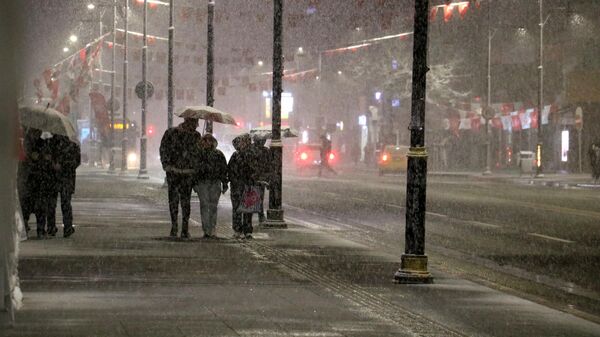 Sivas'ta akşam saatlerinde etkili olan kar yağışı ortaya kartpostallık görüntüler çıkardı. - Sputnik Türkiye