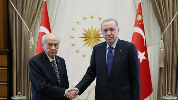 Cumhurbaşkanı Erdoğan, MHP Genel Başkanı Bahçeli'yi kabul etti - Sputnik Türkiye