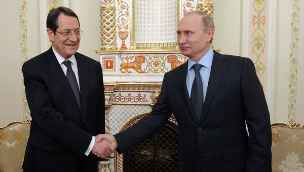 Rusya Devlet Başkanı Vladimir Putin ve Güney Kıbrıs Rum Yönetimi lideri Nikos Anastasiadis - Sputnik Türkiye