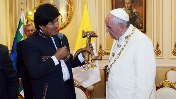 Evo Morales - Papa Francis - Sputnik Türkiye