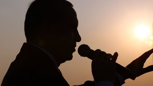 Cumhurbaşkanı Recep Tayyip Erdoğan, Gebze-Orhangazi-İzmir Otoyolu Projesi'nin en büyük ayağını oluşturan Osmangazi Köprüsü'nün Dilovası kesiminde düzenlenen açılış törenine katılarak konuşma yaptı. - Sputnik Türkiye