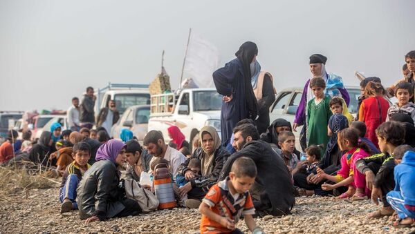 Musul'un merkezine 5 kilometre uzaklıkta olan Tabzava köyünün kurtarılmasıyla köydeki 120 aile de kaçarak Peşmerge güçlerine sığındı. - Sputnik Türkiye