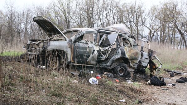 Donbass'ta AGİT Ukrayna Özel Gözlem Misyonu aracında meydana gelen patlama - Sputnik Türkiye