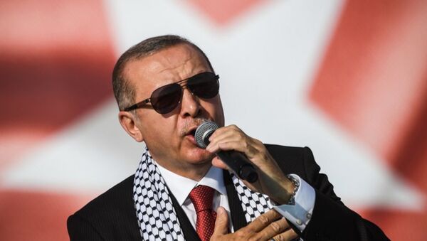 Erdoğan, Kudüs mitinginde konuşuyor. - Sputnik Türkiye