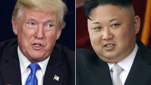 President Donald Trump, left, in Dallas and North Korean leader Kim Jong Un in Pyongyang - Sputnik Türkiye