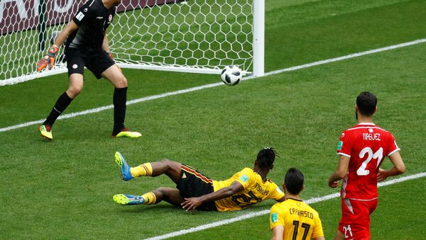 Soccer Football - World Cup - Group G - Belgium vs Tunisia - Spartak Stadium, Moscow, Russia - June 23, 2018 Belgium's Michy Batshuayi scores their fifth goal - Sputnik Türkiye