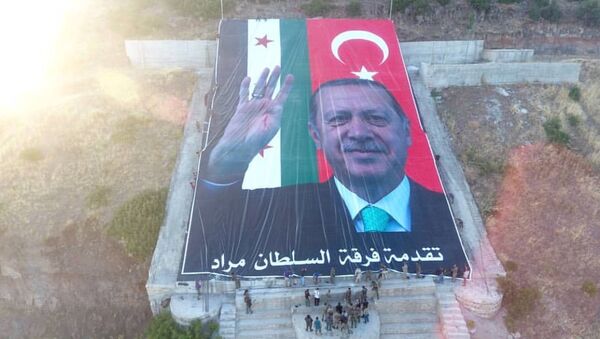 Afrin'de Öcalan resminin imha edildiği alana Erdoğan posteri yerleştirildi - Sputnik Türkiye