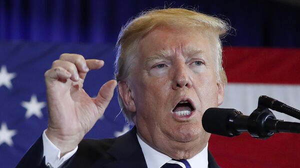 In this Aug. 31, 2018 photo, President Donald Trump gestures while speaking at the Harris Conference Center in Charlotte, N.C. President Donald Trump is escalating his attacks on Attorney General Jeff Sessions, suggesting the embattled official should have intervened in investigations of two GOP congressmen to help Republicans in the midterms. Trump tweeted Monday that “investigations of two very popular Republican Congressmen were brought to a well publicized charge, just ahead of the Mid-Terms, by the Jeff Sessions Justice Department.” - Sputnik Türkiye