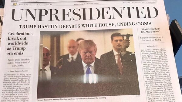 Trump için 'unpresidented' yani 'başkansız' manşeti atılmış sahte Washington Post - Sputnik Türkiye