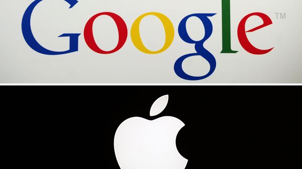 Google's logo and Apple's logo. (File) - Sputnik Türkiye