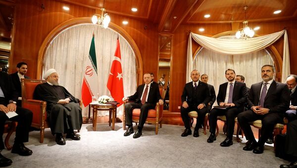 Türkiye Cumhurbaşkanı Recep Tayyip Erdoğan ile İran Cumhurbaşkanı Hasan Ruhani - Sputnik Türkiye