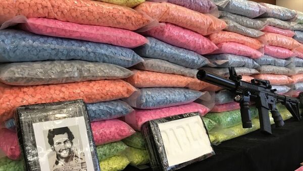Küçükçekmece’de durdurulan bir aracın hava yastığında bulunan kokain paketinde uyuşturucu baronu Pablo Escobar'ın fotoğrafının da yer aldığı görüldü. - Sputnik Türkiye