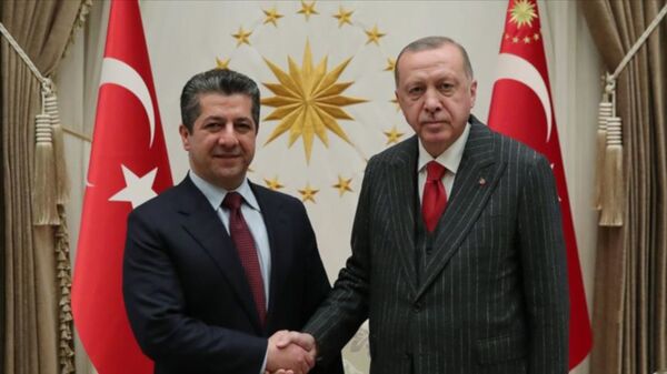 Türkiye Cumhurbaşkanı Recep Tayyip Erdoğan, Irak Kürt Bölgesel Yönetimi (IKBY) Başbakanı Mesrur Barzani'yi kabul etti. - Sputnik Türkiye