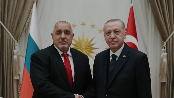 Türkiye Cumhurbaşkanı Recep Tayyip Erdoğan, Cumhurbaşkanlığı Külliyesi'nde Bulgaristan Başbakanı Boyko Borisov ile bir araya geldi. - Sputnik Türkiye