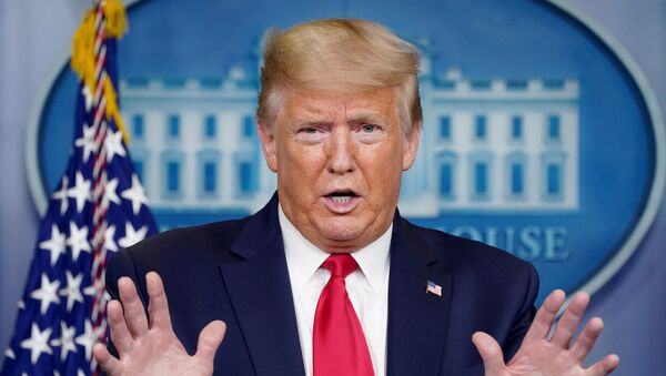ABD Başkanı Donald Trump, Beyaz Saray'da düzenlenen günlük Koronavirüs Görev Gücü basın toplantısında açıklamalarda bulundu. - Sputnik Türkiye